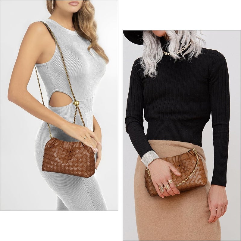 Joryin Woven Women's Crossbody Bag & Evening Purse, Trendy Dumpling Clutch & Hobo Cloud Shoulder Bag Trendy Dumpling Clutch - Image 3